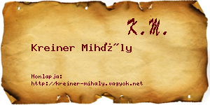 Kreiner Mihály névjegykártya